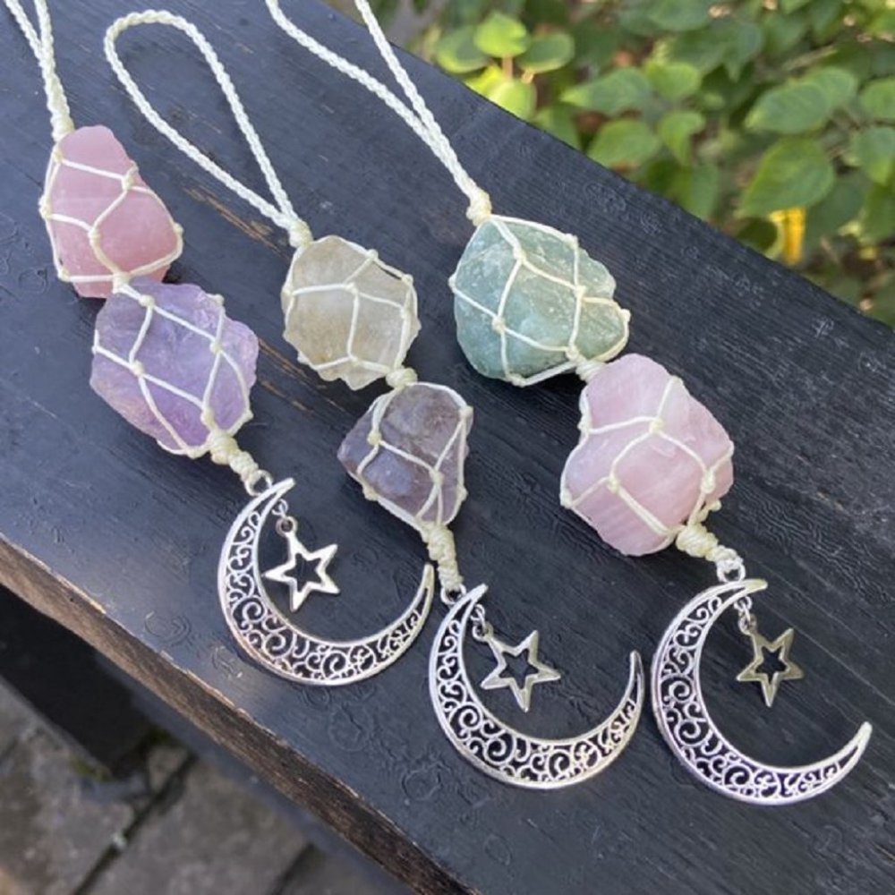 Natural Raw Stone Gemstone Crystal Pendant Wall Car Window Hanging Ornament
